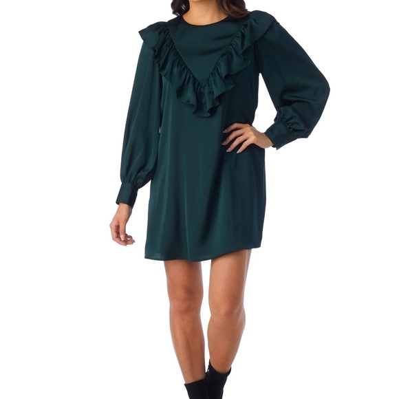 CROSBY by Mollie Burch Miles Green Ruffled Front Dress - Picture 4 of 7